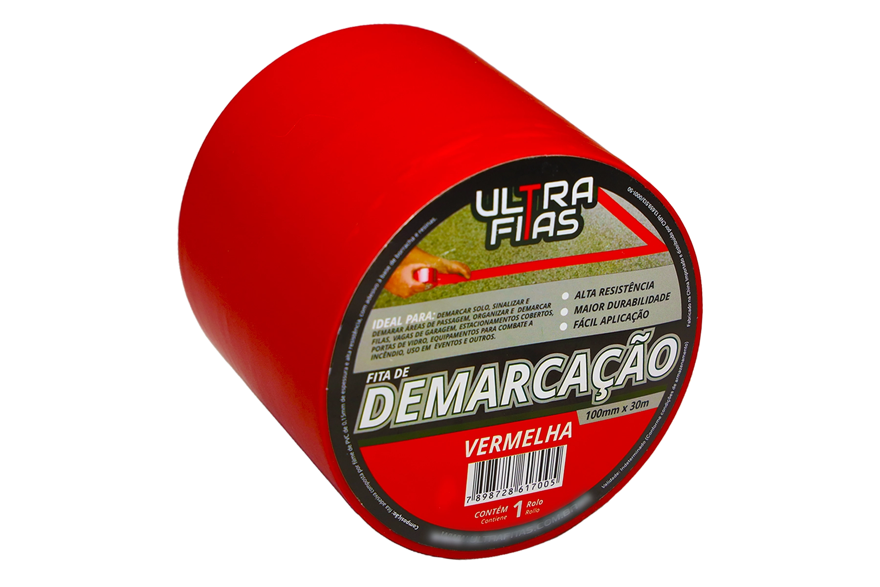 Fita Demarcação De Solo Pvc 100 Mm X 30 Metros - Vermelha