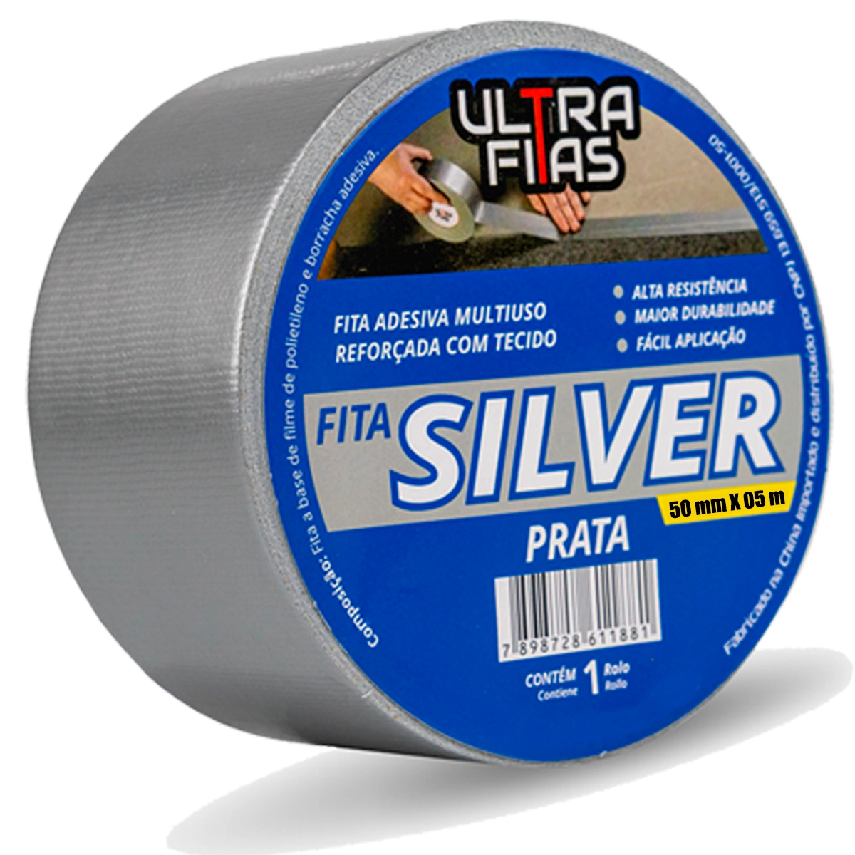 Fita Adesiva Multiuso Silver Tape 50 Mm X 05 Metros - Cinza