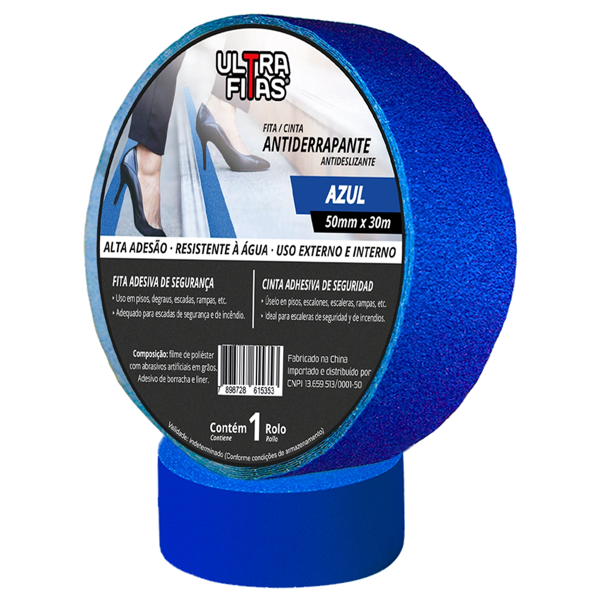 Fita Antiderrapante 50 Mm X 30 Metros - Azul