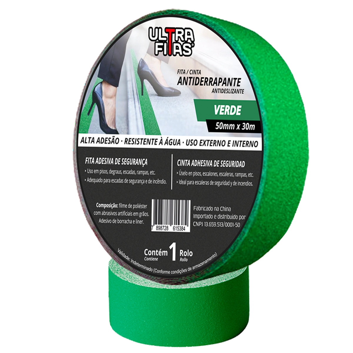 Fita Antiderrapante 50 Mm X 30 Metros - Verde