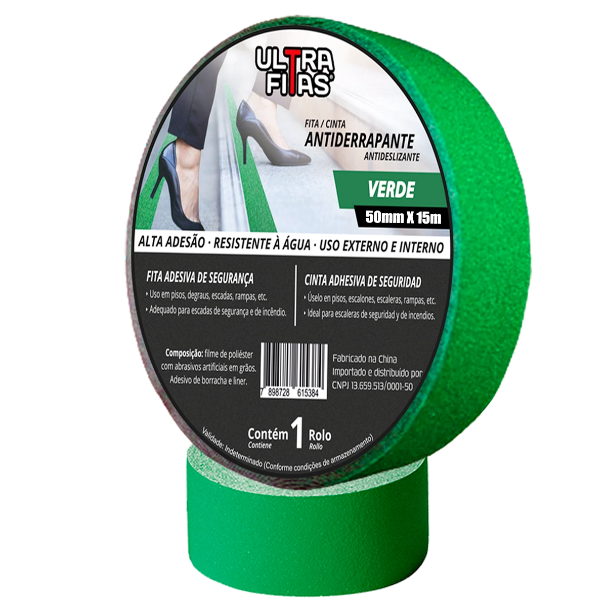 Fita Antiderrapante 50 Mm X 15 Metros - Verde