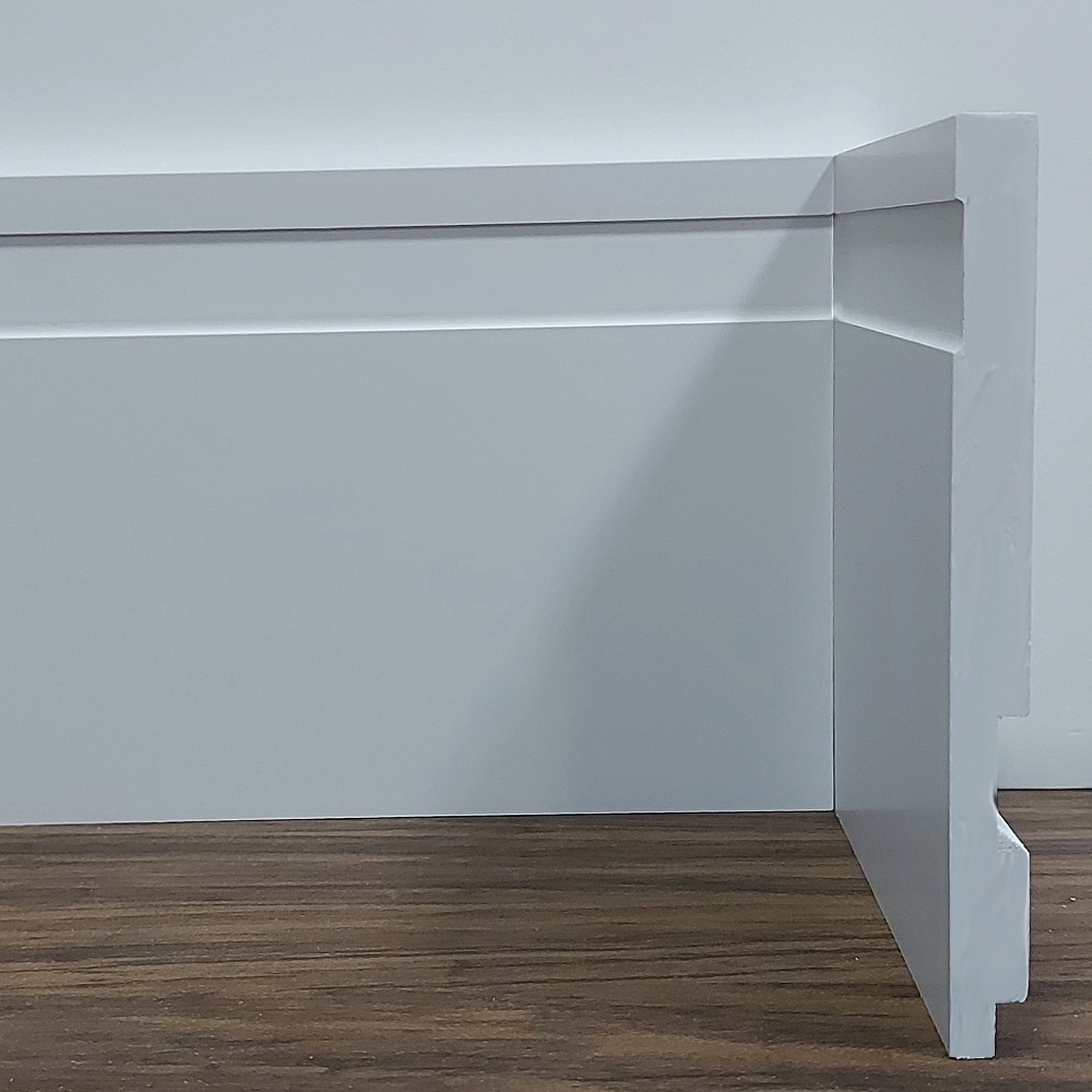 Kit 5 Barras Rodapé Poliestireno 12cm de Altura Frisado Branco (12x1x240cm) - Formix 3D