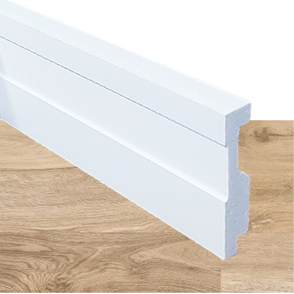 Kit 5 Barras Rodapé De Poliestireno 5cm de Altura Frisado Branco - 5x1x240cm - Formix 3D