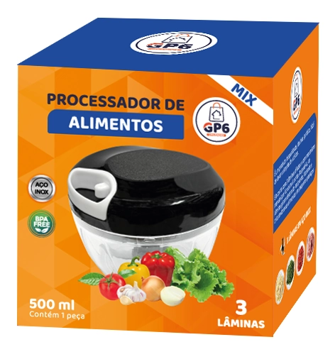 Processador Alimento Manual 3 Laminas Preto 500ml Gp2057 Gp6
