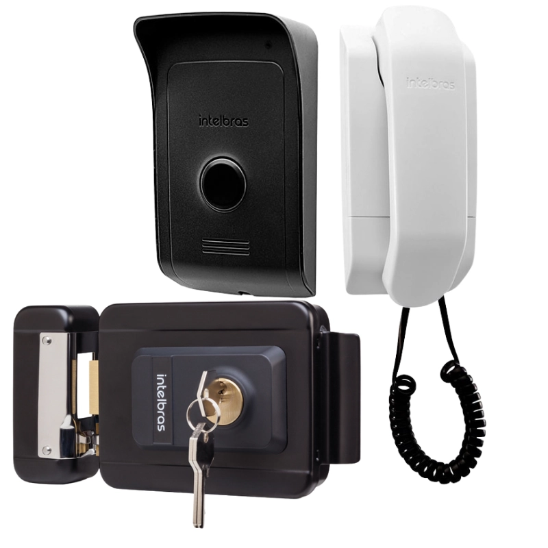 Kit 1 Porteiro Interfone Ipr1010 E 1 Fechadura Fx1500 Preta Intelbras Ipr 1010 Fx 1500