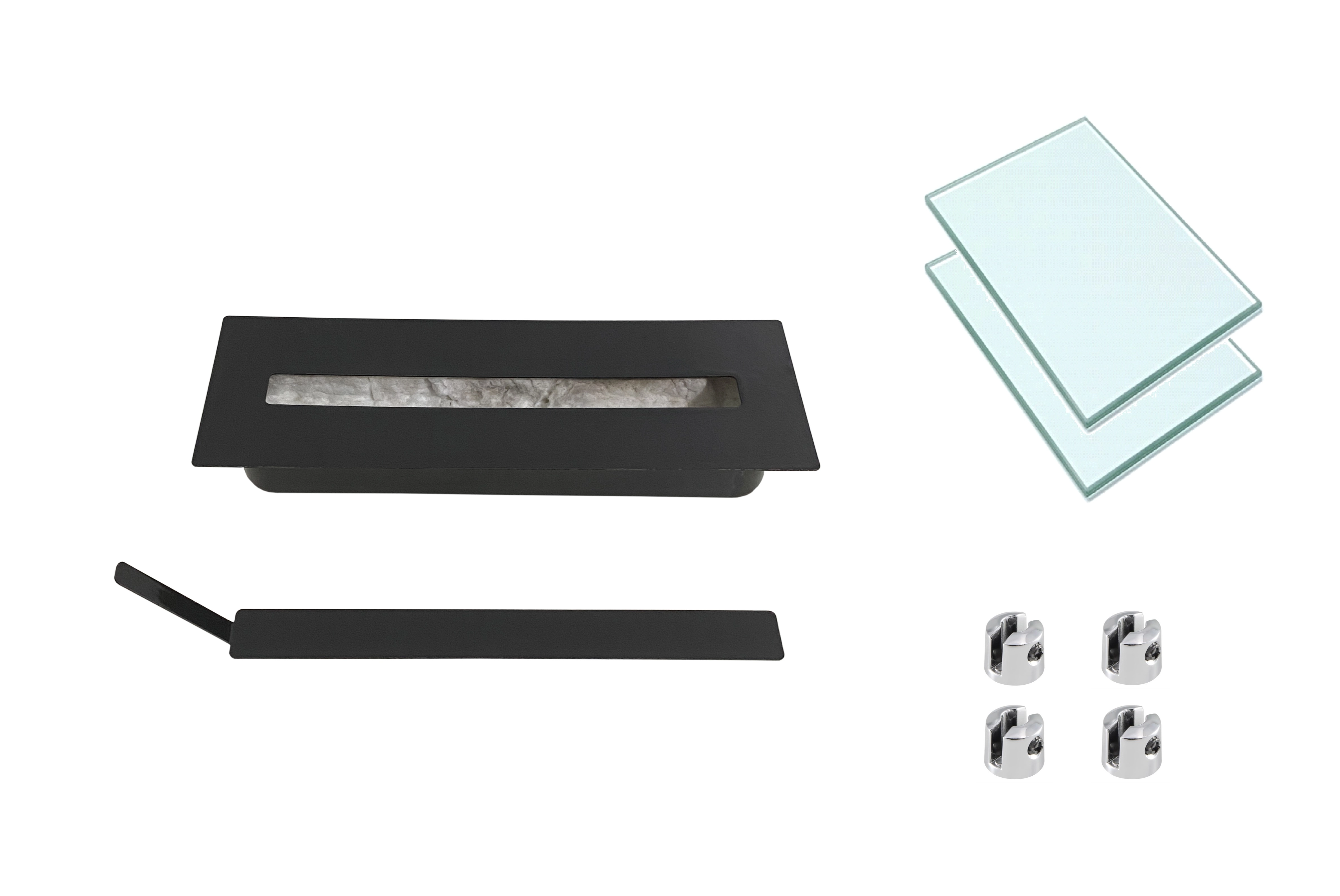 Kit Queimador Lareira Ecológica Oq 45 / 45 cm E Vidros