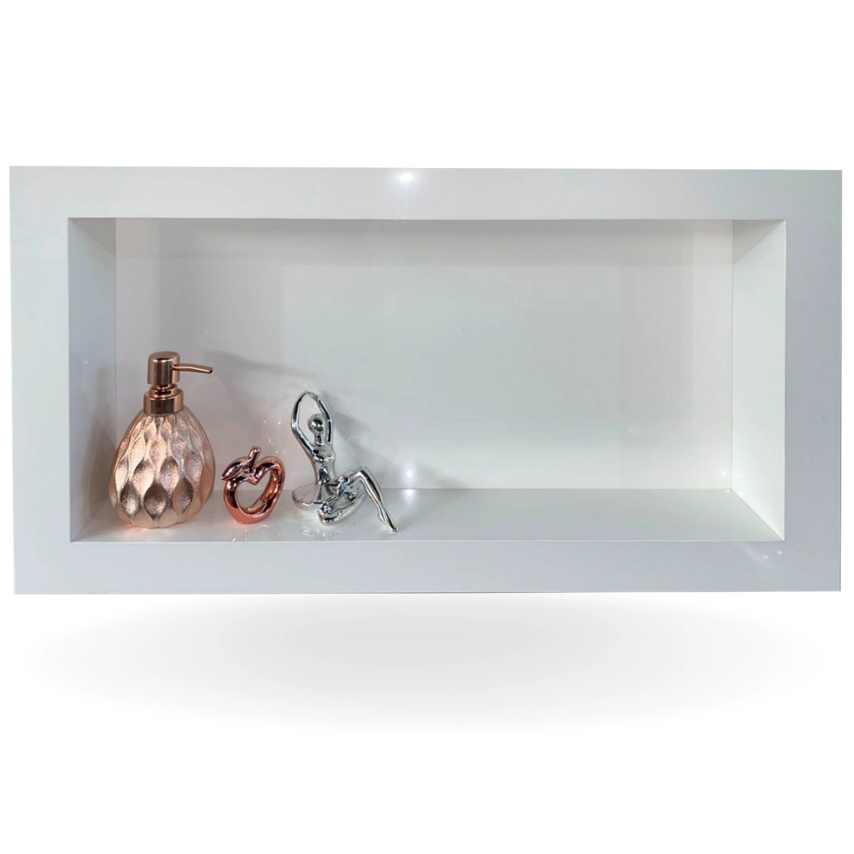 Nicho de Porcelanato Com Borda Dupla em Porcelanato Branco 60x32cm