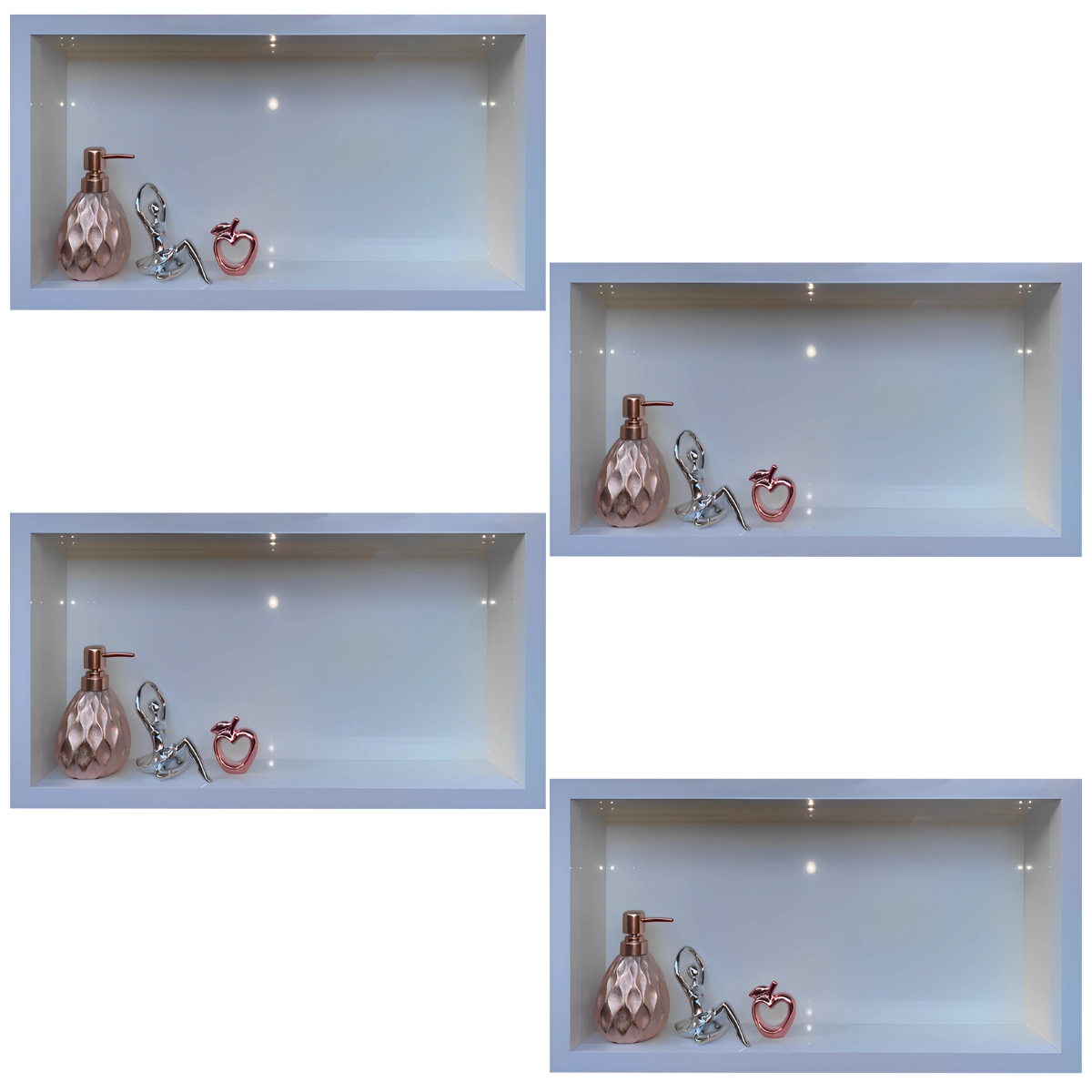 Nicho Em Porcelanato Branco Polido 60x32cm Kit 4 Unidades