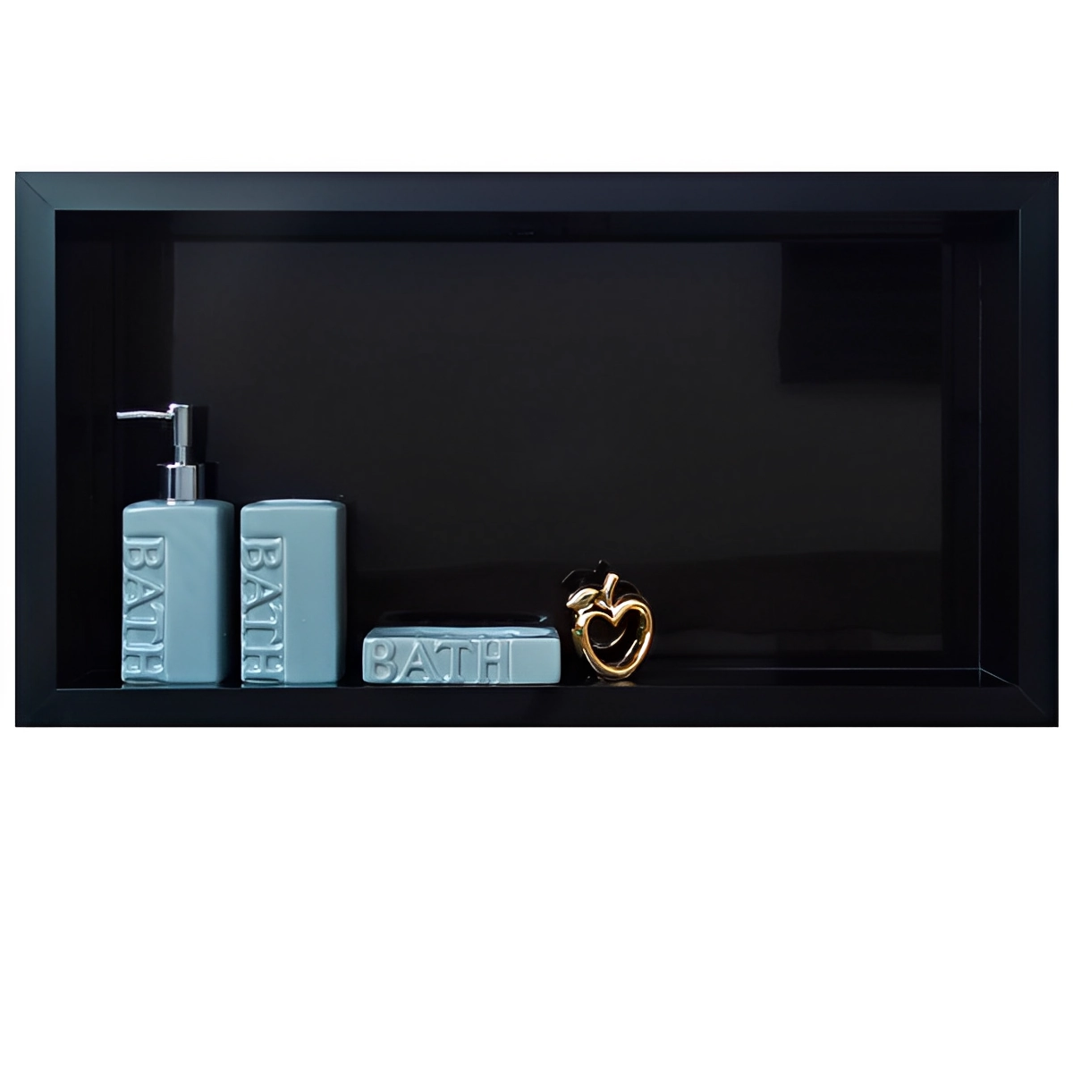 Nicho em Porcelanato Polido Para Banheiro Preto 62x32cm