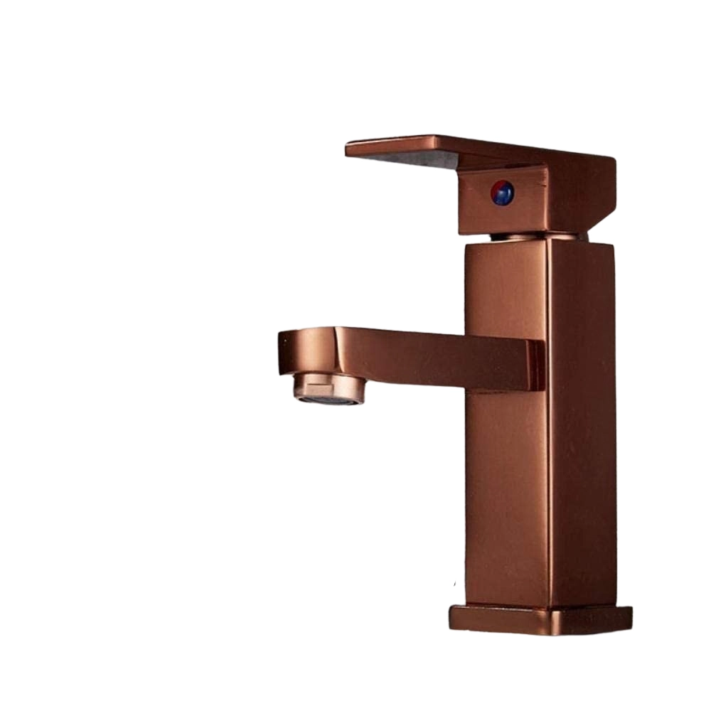 Torneira Banheiro Reta Baixa Monocomando Misturador Quente e Frio - Rose Gold - Mg24