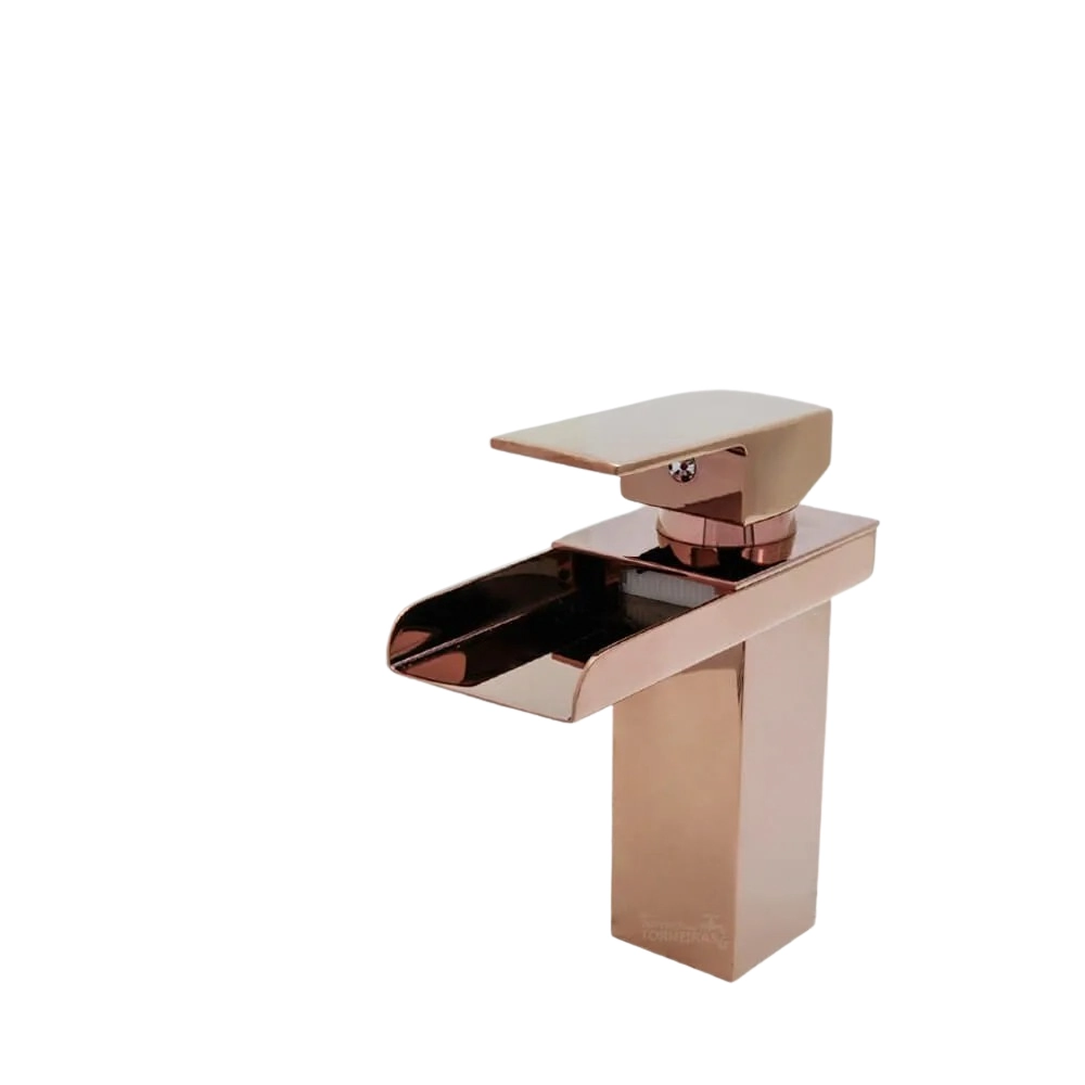 Torneira Banheiro Calha Baixa Monocomando Misturador Quente e Frio - Rose Gold - Mg27