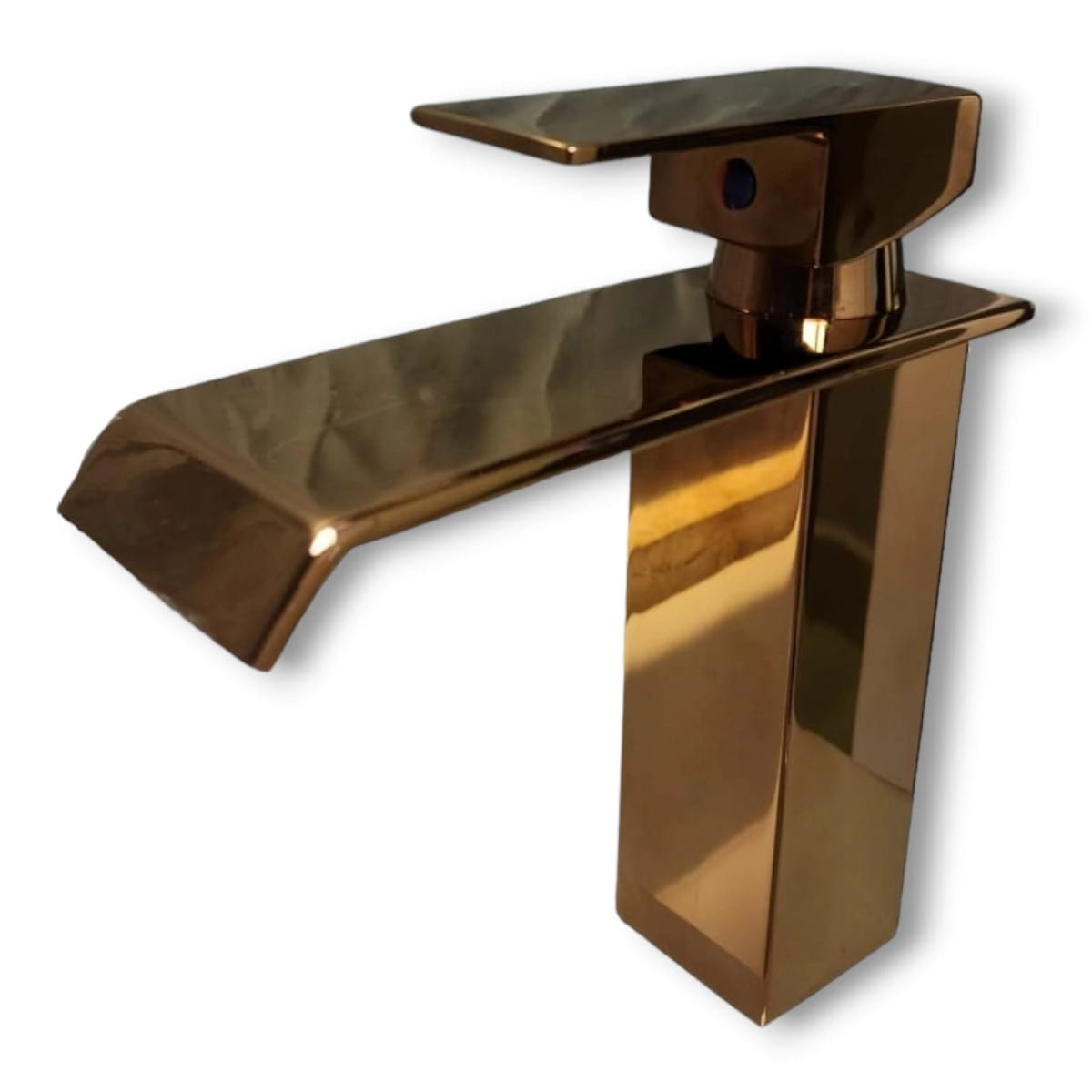 Torneira Banheiro Cascata Quadrada Baixa Monocomando Misturador Quente e Frio - Rose Gold - Mg33
