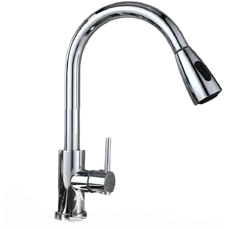 Torneira Cozinha Gourmet Curva Extensível Monocomando Misturador Quente e Frio - Cromada - Mg42