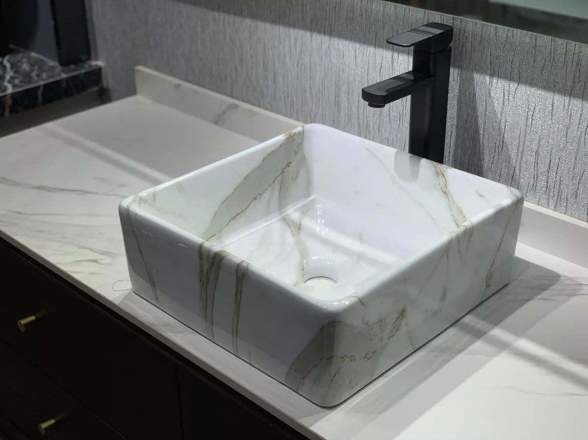 Cuba Cerâmica Banheiro Lavabo Sobrepor Marmo Especiale Marmorizada Mg103