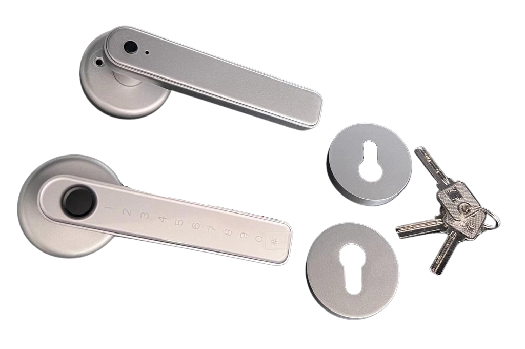 Fechadura Prata Digital Biometria Impressão Senha Bluetooth Tuya Smart Life Chave
