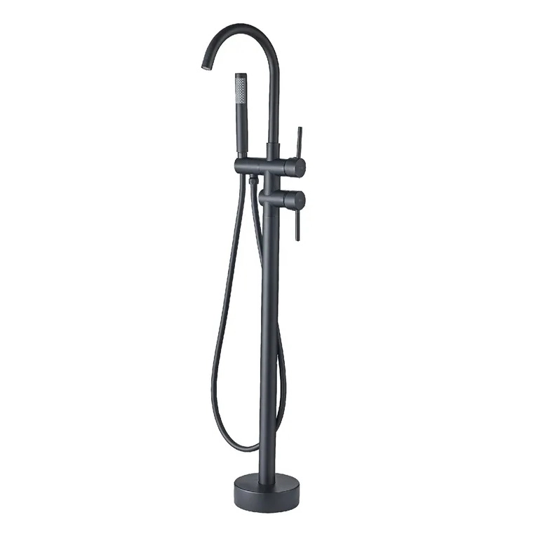 Torneira Monocomando Misturador Curva Para Banheira Piso Columbia Preta Mg92