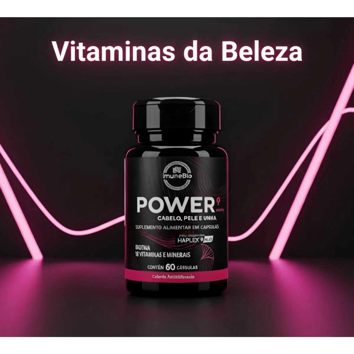 Power Mulher - Cabelo Pele Unha Premium - 18 Vitaminas e Minerais - 60 Caps