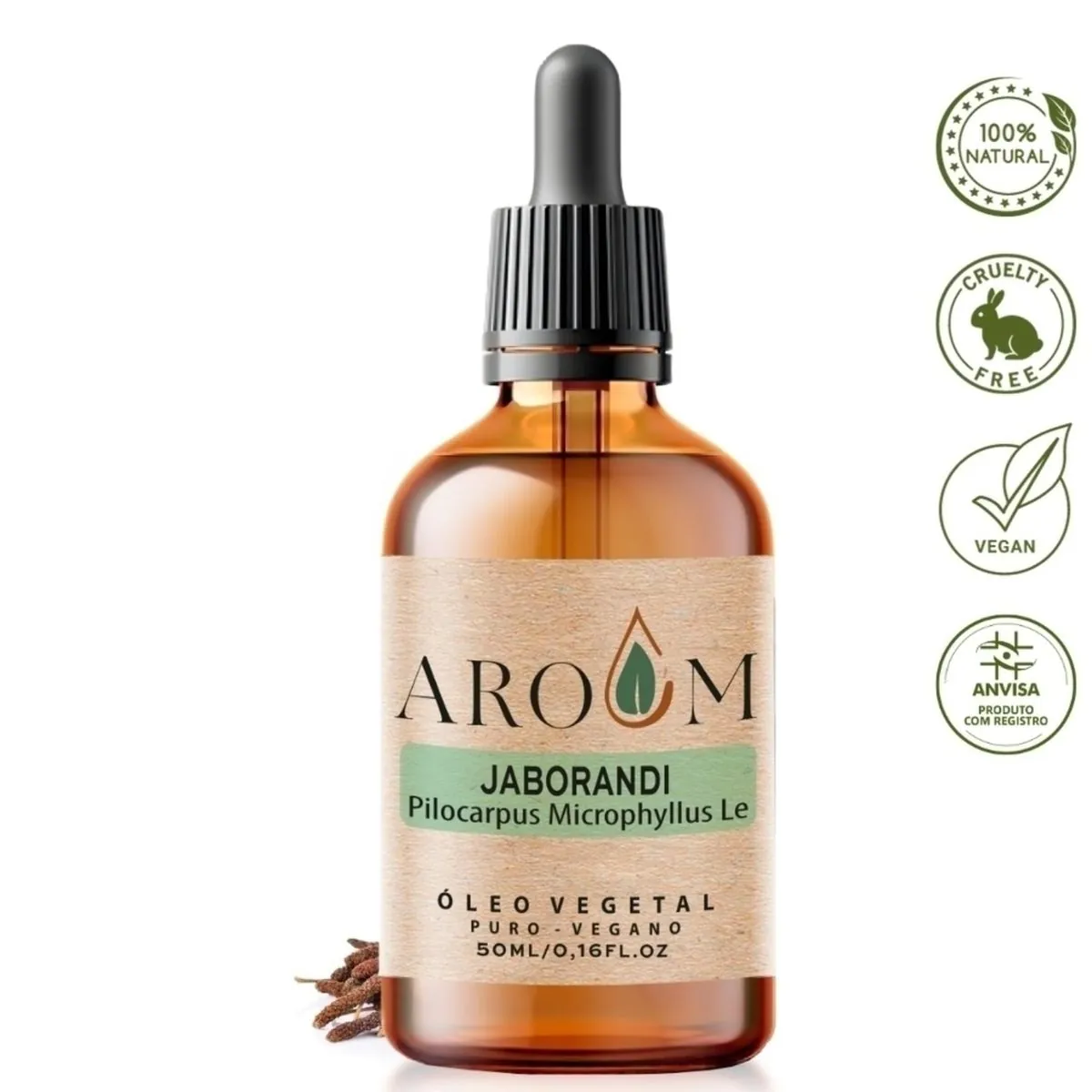 Óleo Vegetal de Jaborandi - 50ML Hidratação, Elasticidade da pele, Capilar, Carreador