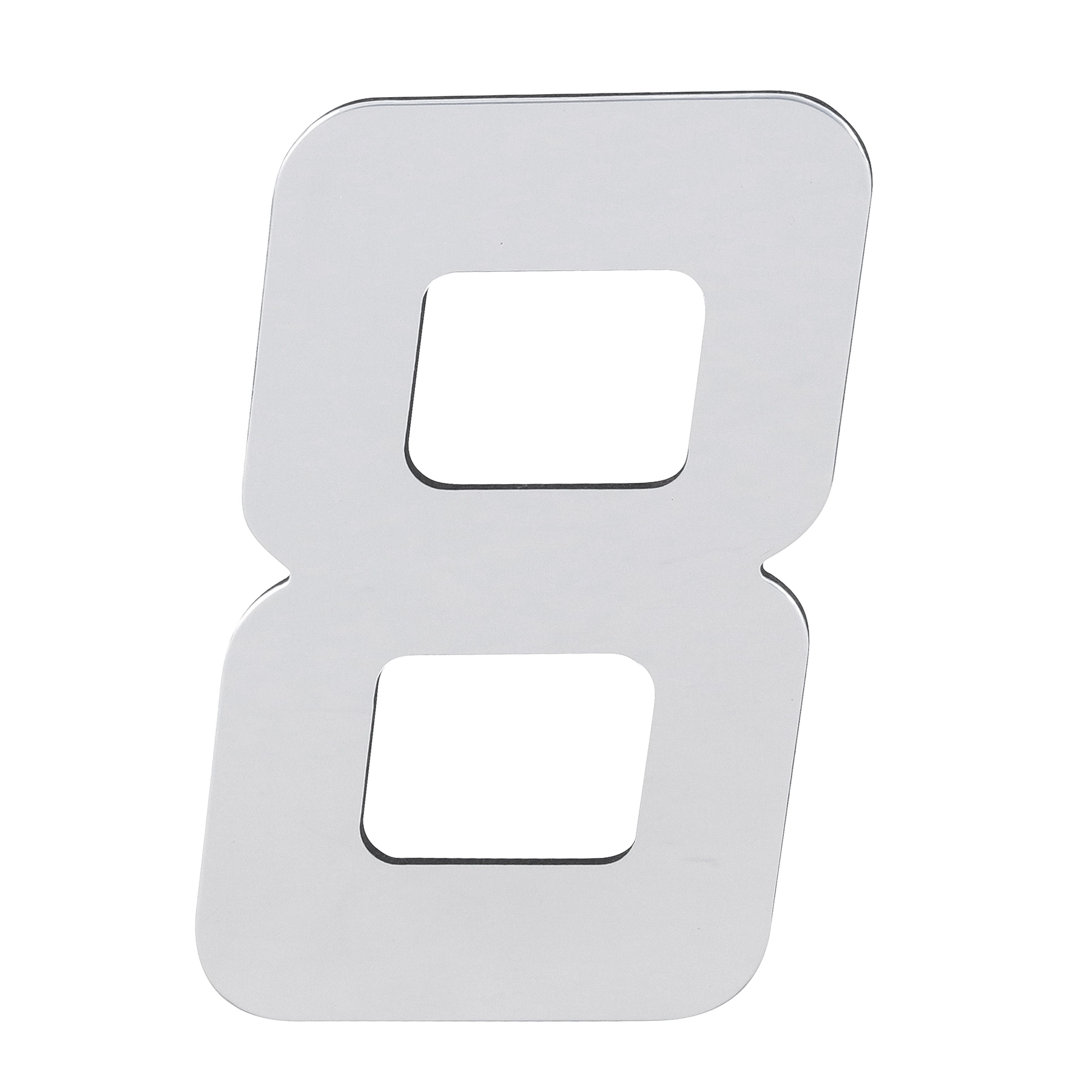 Número para Casa "8" de Alumínio com Dupla Face 13x8cm Prata Espelhado