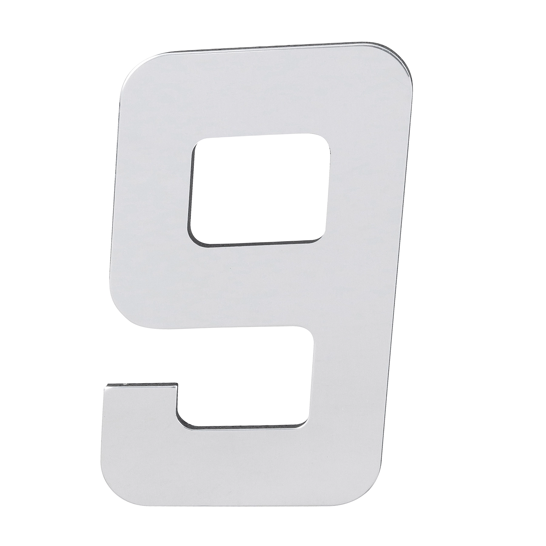 Número para Casa "9" de Alumínio com Dupla Face 13x8cm Prata Espelhado