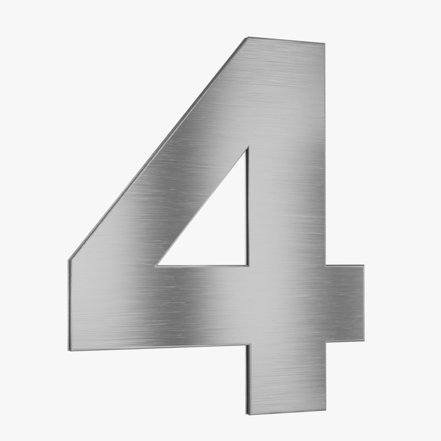 Número para Casa "4" de Alumínio com Dupla Face 12,5x9cm Prata Escovado