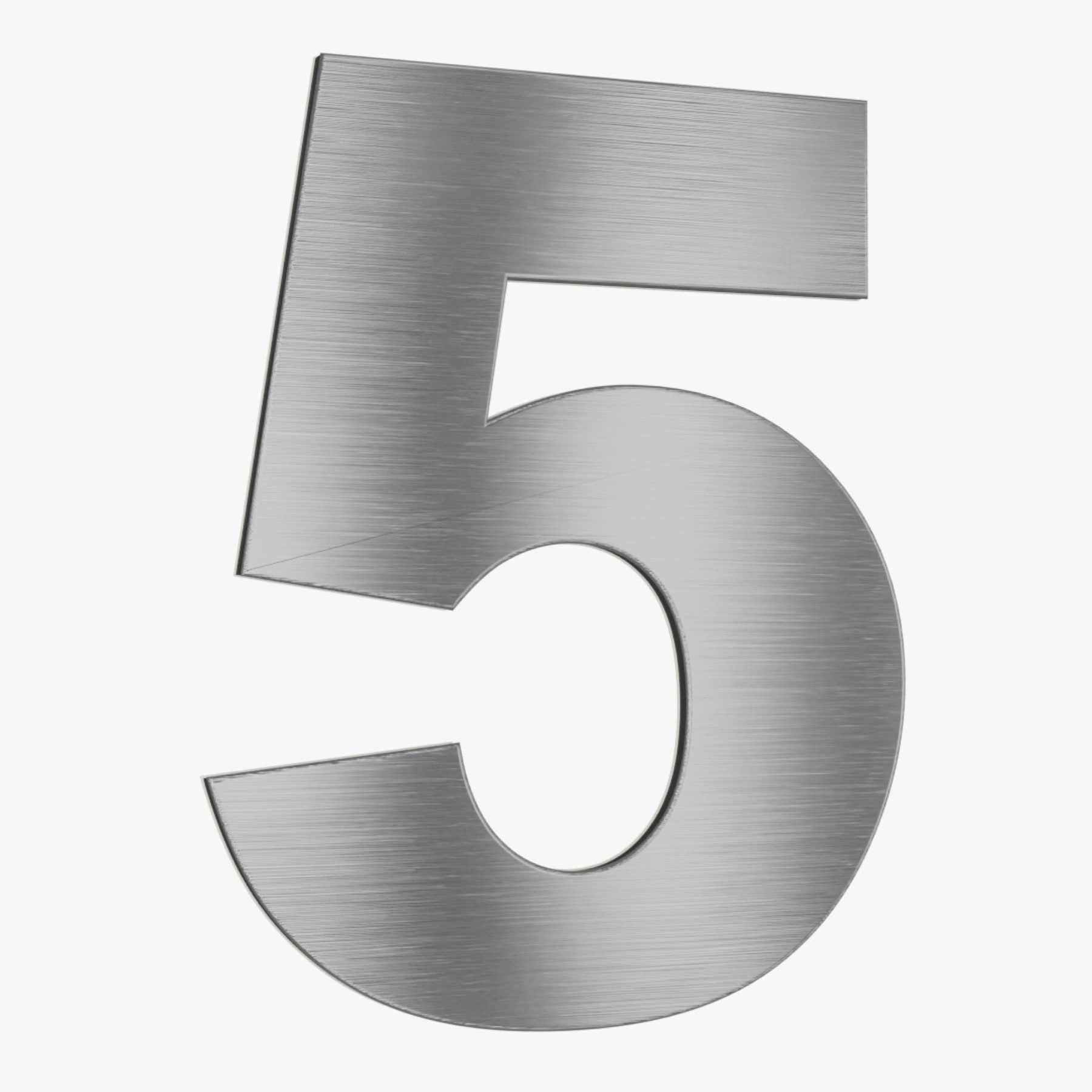 Número para Casa "5" de Alumínio com Dupla Face 12,5x9cm Prata Escovado