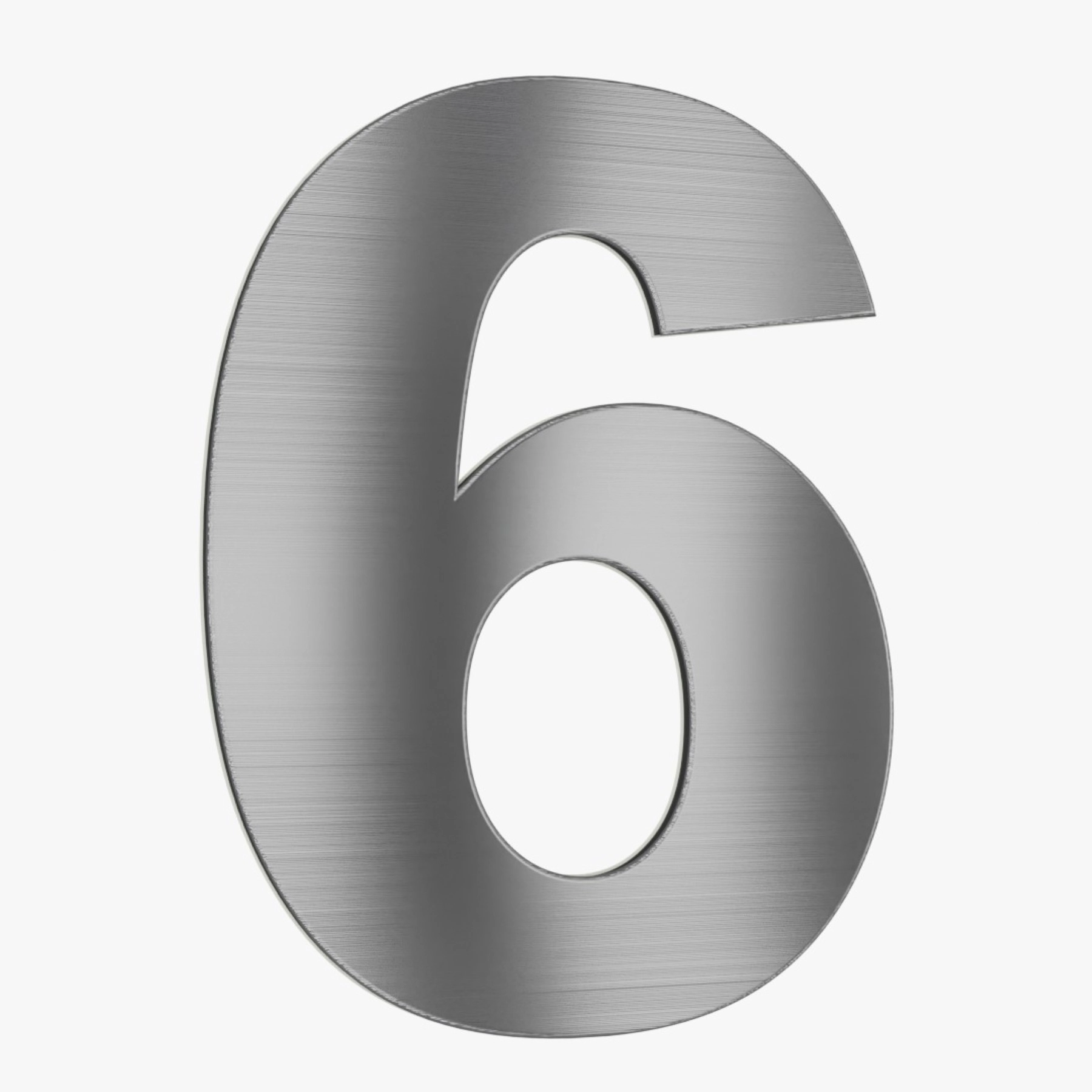 Número para Casa "6" de Alumínio com Dupla Face 12,5x9cm Prata Escovado