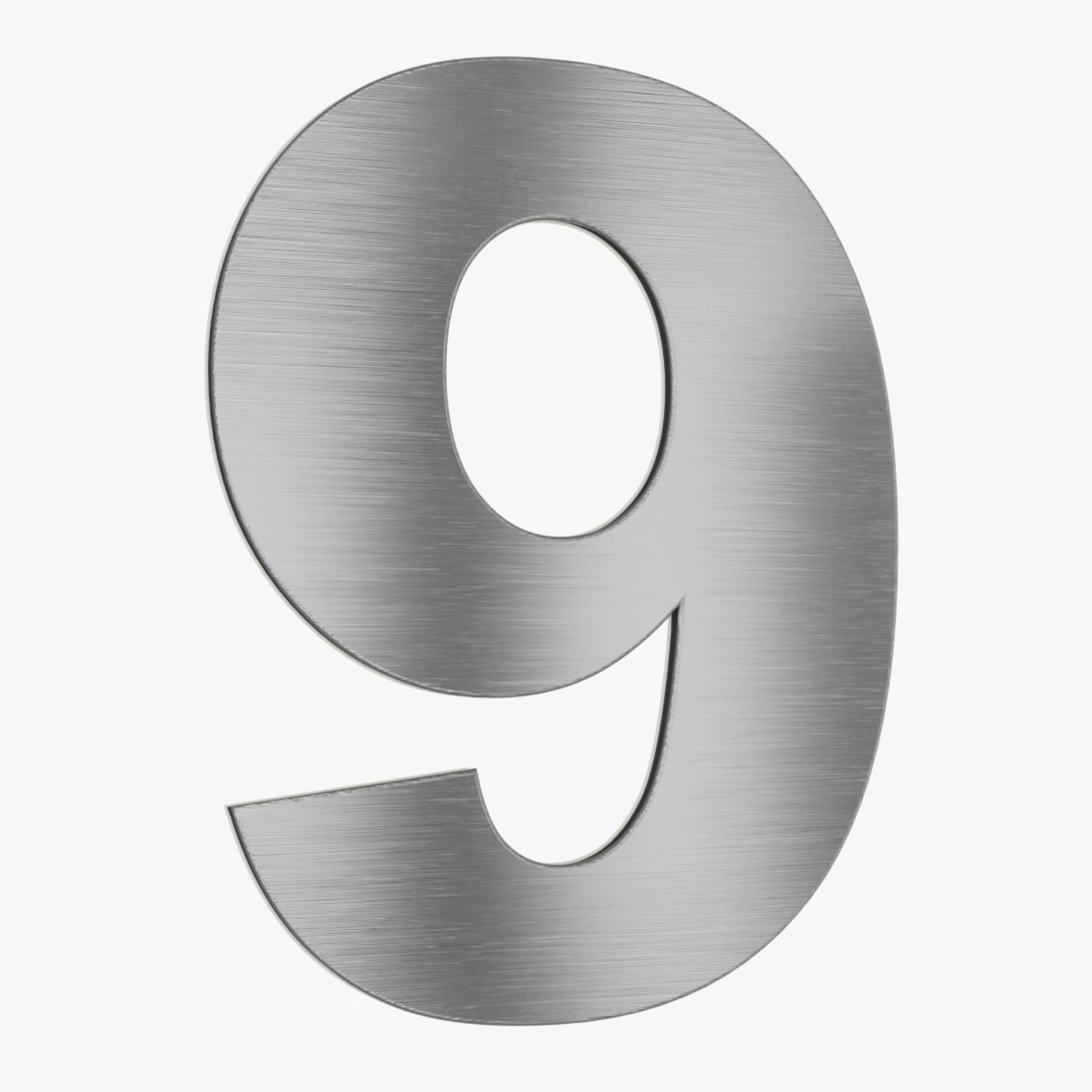 Número para Casa "9" de Alumínio com Dupla Face 12,5x9cm Prata Escovado