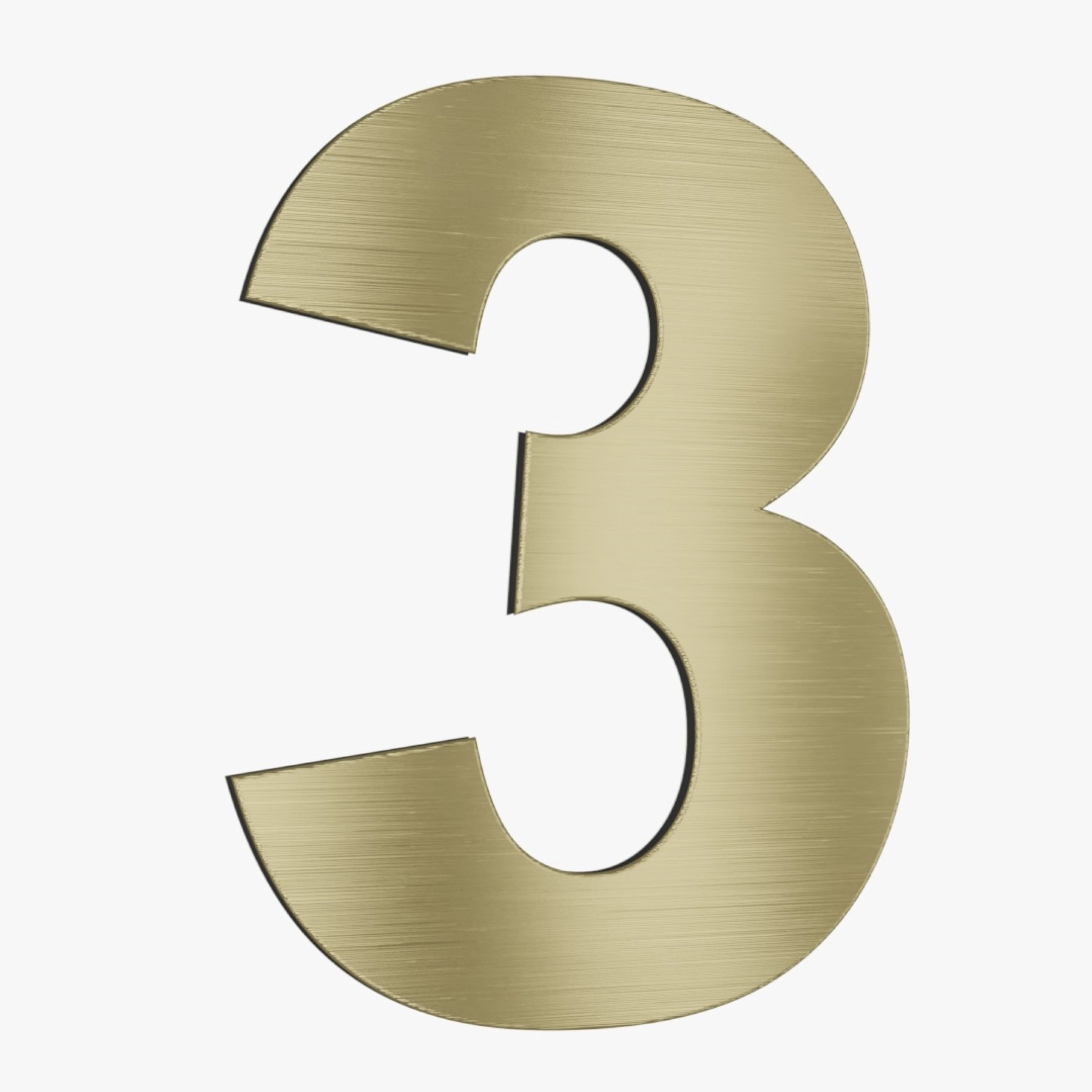 Número para Casa "3" de Alumínio com Dupla Face 12,5x9cm Ouro Escovado