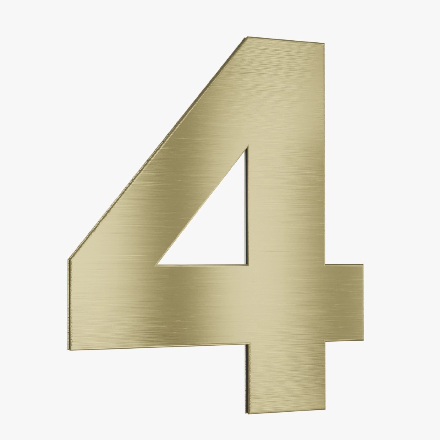 Número para Casa "4" de Alumínio com Dupla Face 12,5x9cm Ouro Escovado
