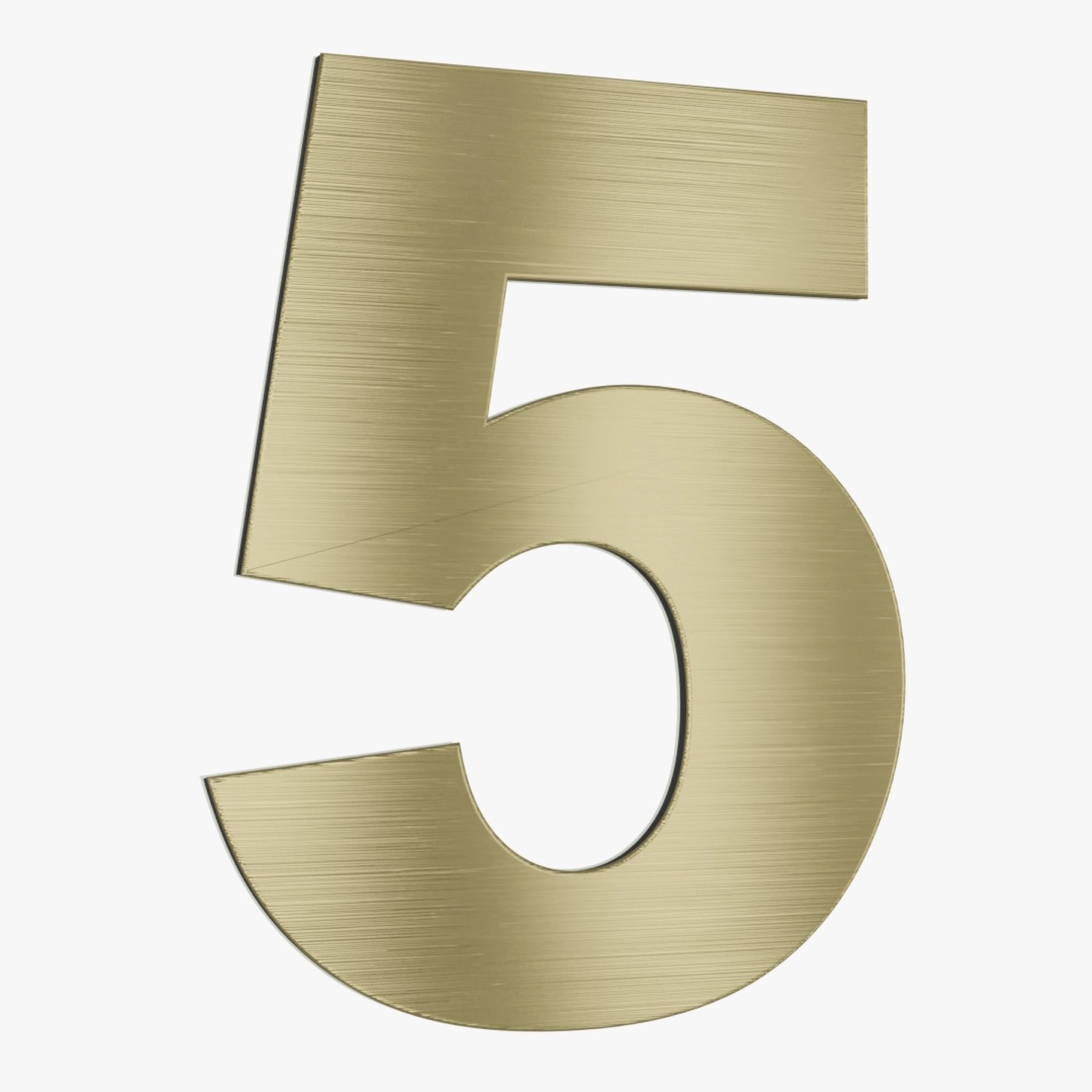 Número para Casa "5" de Alumínio com Dupla Face 12,5x9cm Ouro Escovado