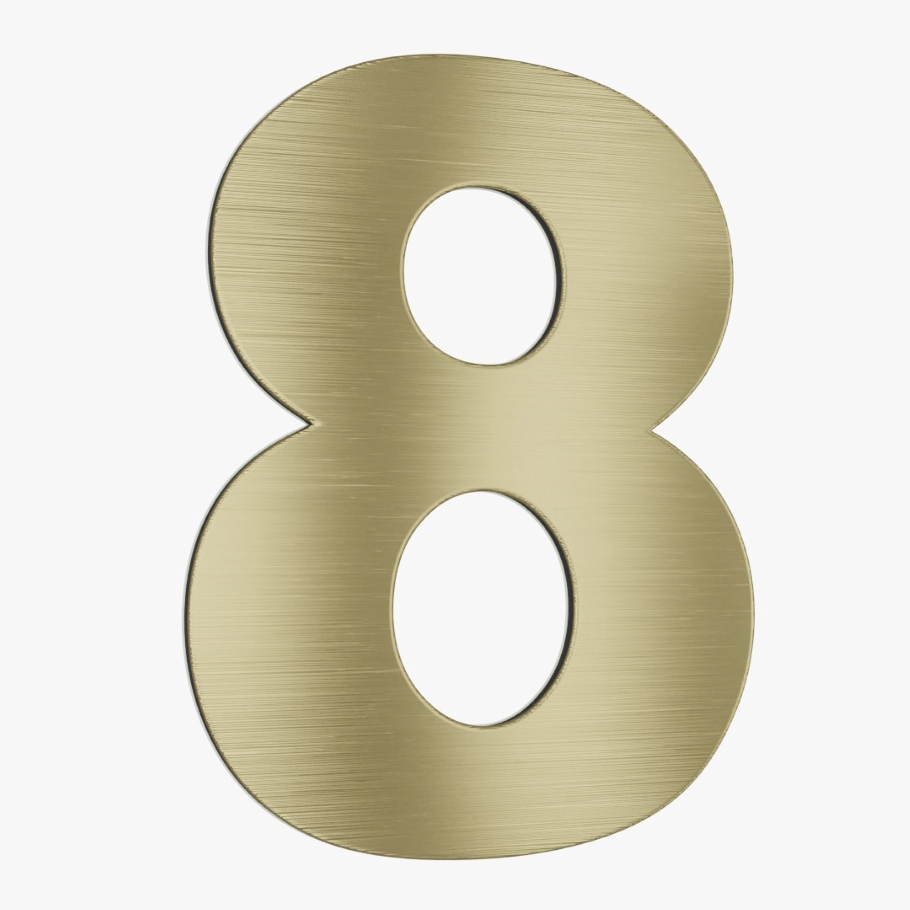 Número para Casa "8" de Alumínio com Dupla Face 12,5x9cm Ouro Escovado