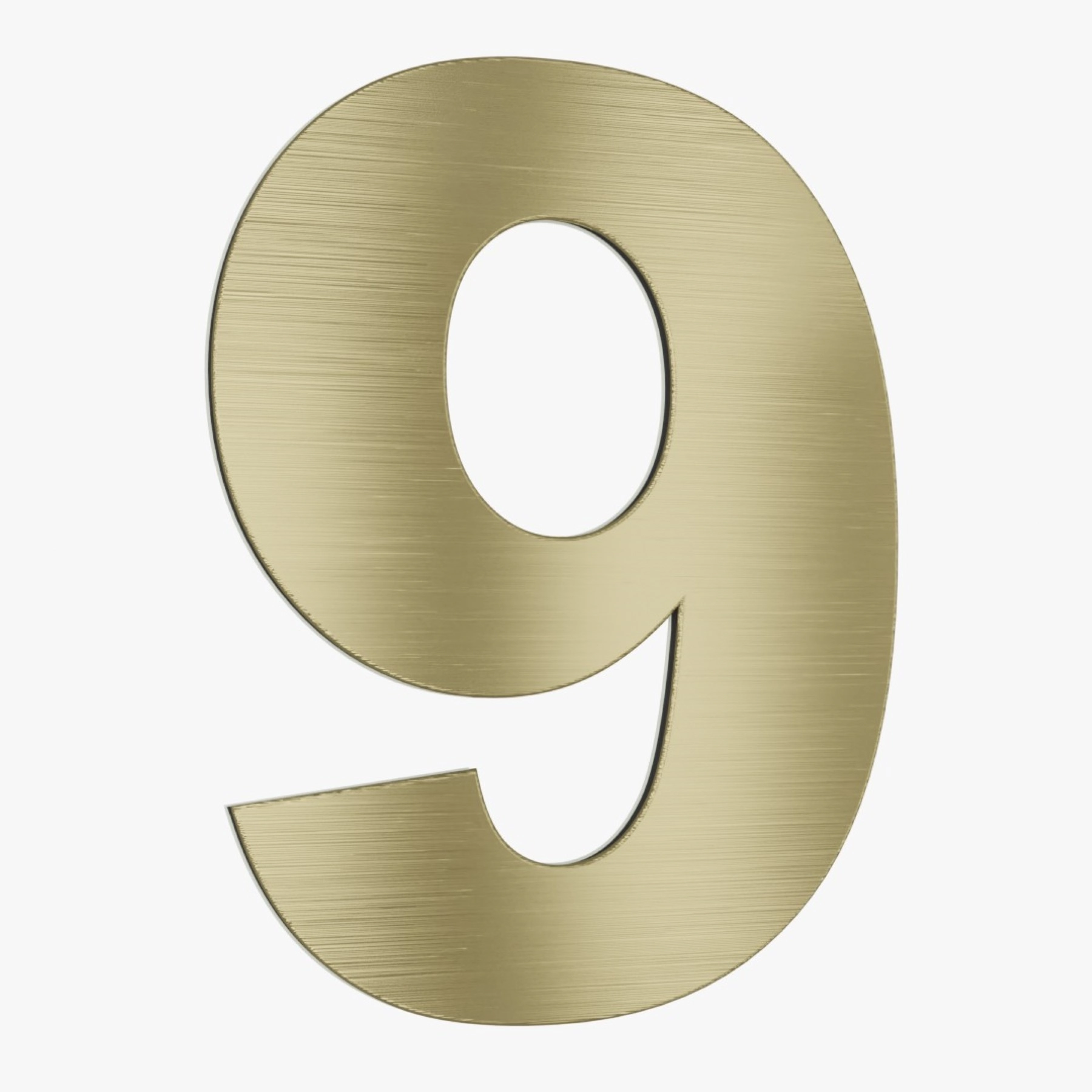 Número para Casa "9" de Alumínio com Dupla Face 12,5x9cm Ouro Escovado