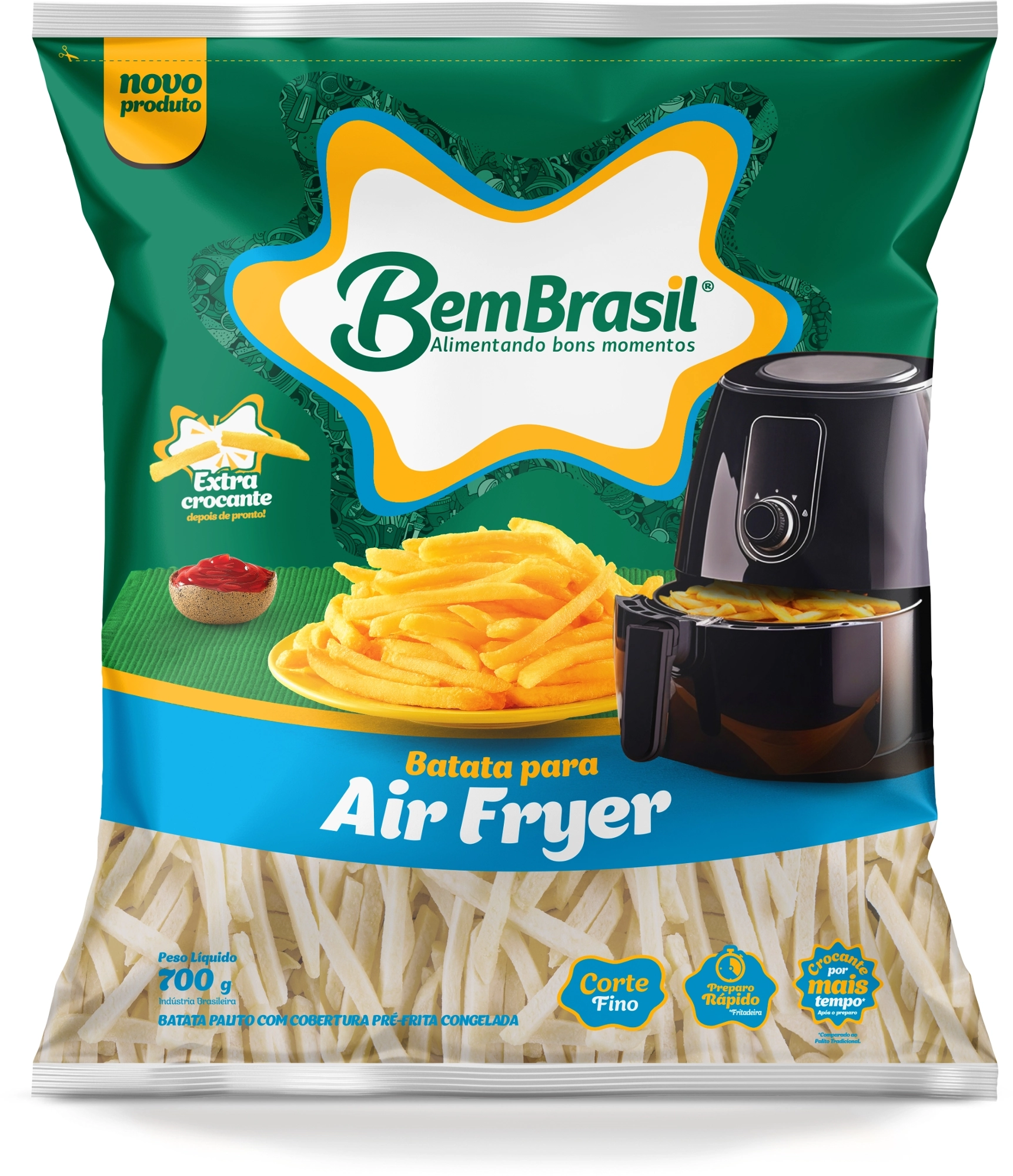 Batata Pré Frita Palito Fino Congelada Bem Brasil Pacote 700g