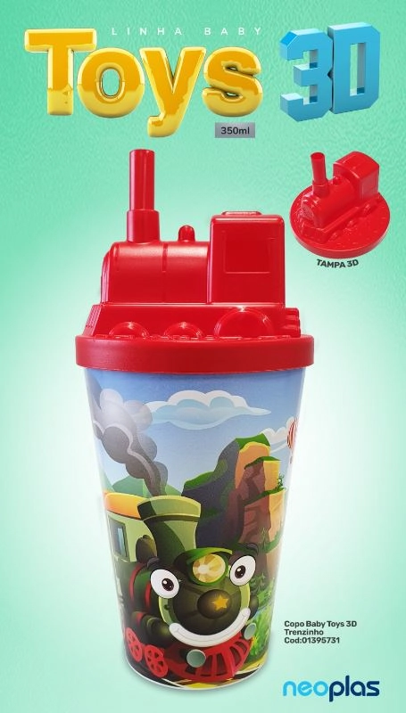 Copo Baby Toys 3d 350ml Trenzinho
