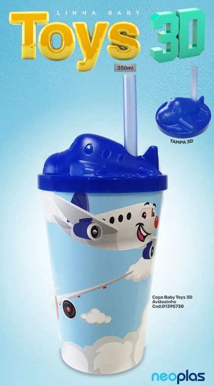 Copo Baby Toys 3d 350ml Aviaozinho