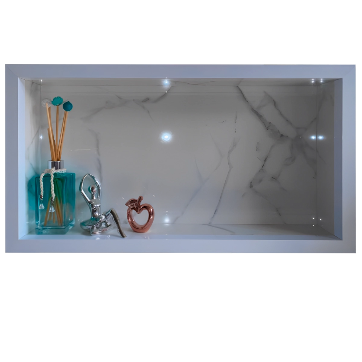 Nicho Porcelanato Banheiro Branco Carrara Polido 60x32cm - Lomina