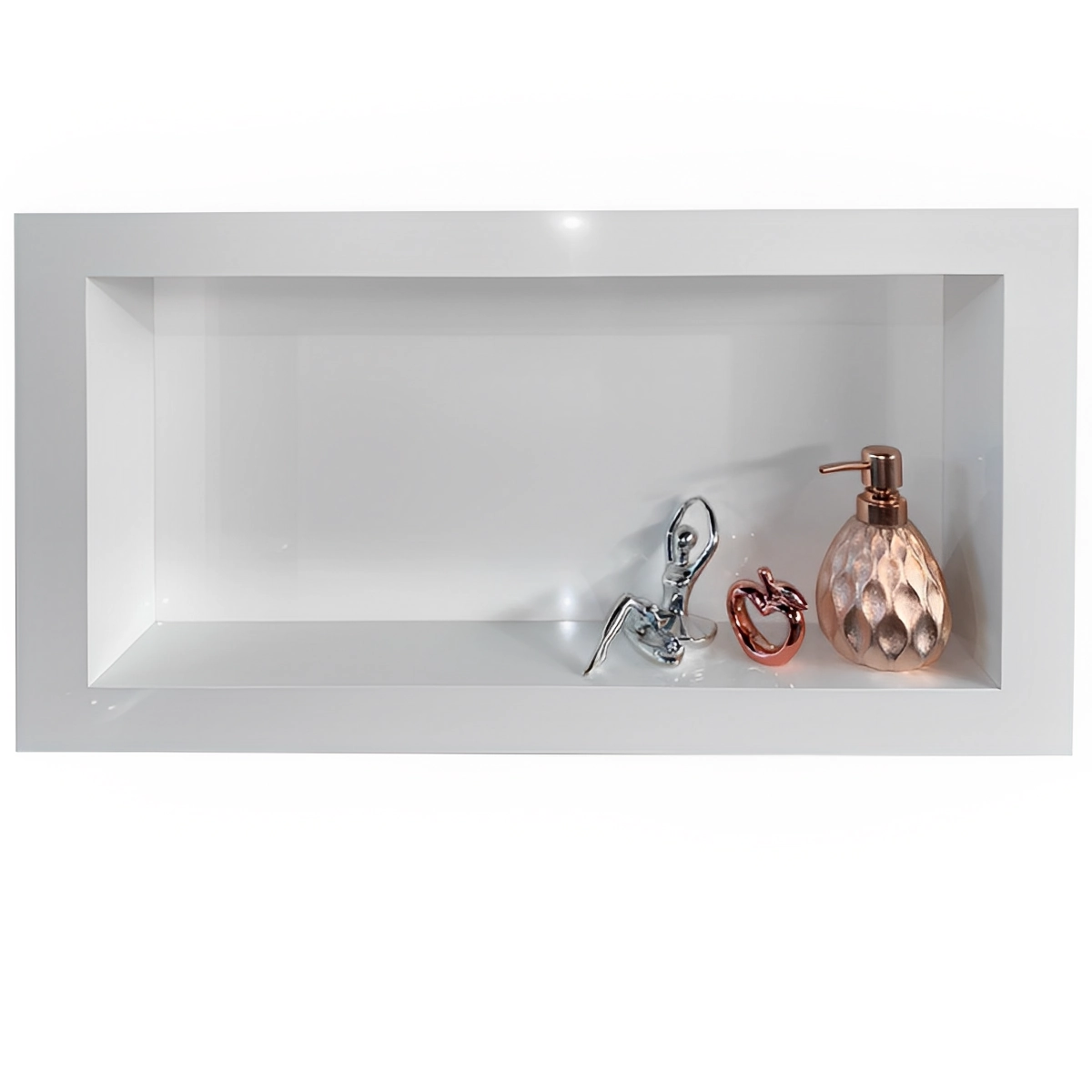 Nicho de Porcelanato com Borda Inteira Sem Emendas Branco Polido 60x32cm