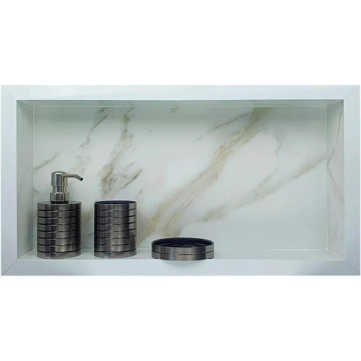Nicho de Porcelanato Para Banheiro Branco Calacata Ouro 60x32cm