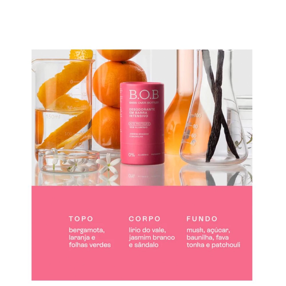 Desodorante Barra B.o.b Jasmin Branco E Baunilha 50g