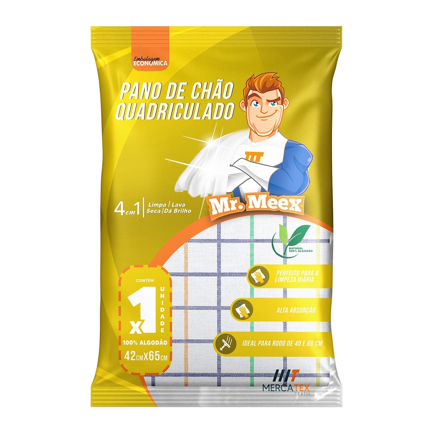 Pano De Chao Mr Meex Quadriculado C/ 1 Unid