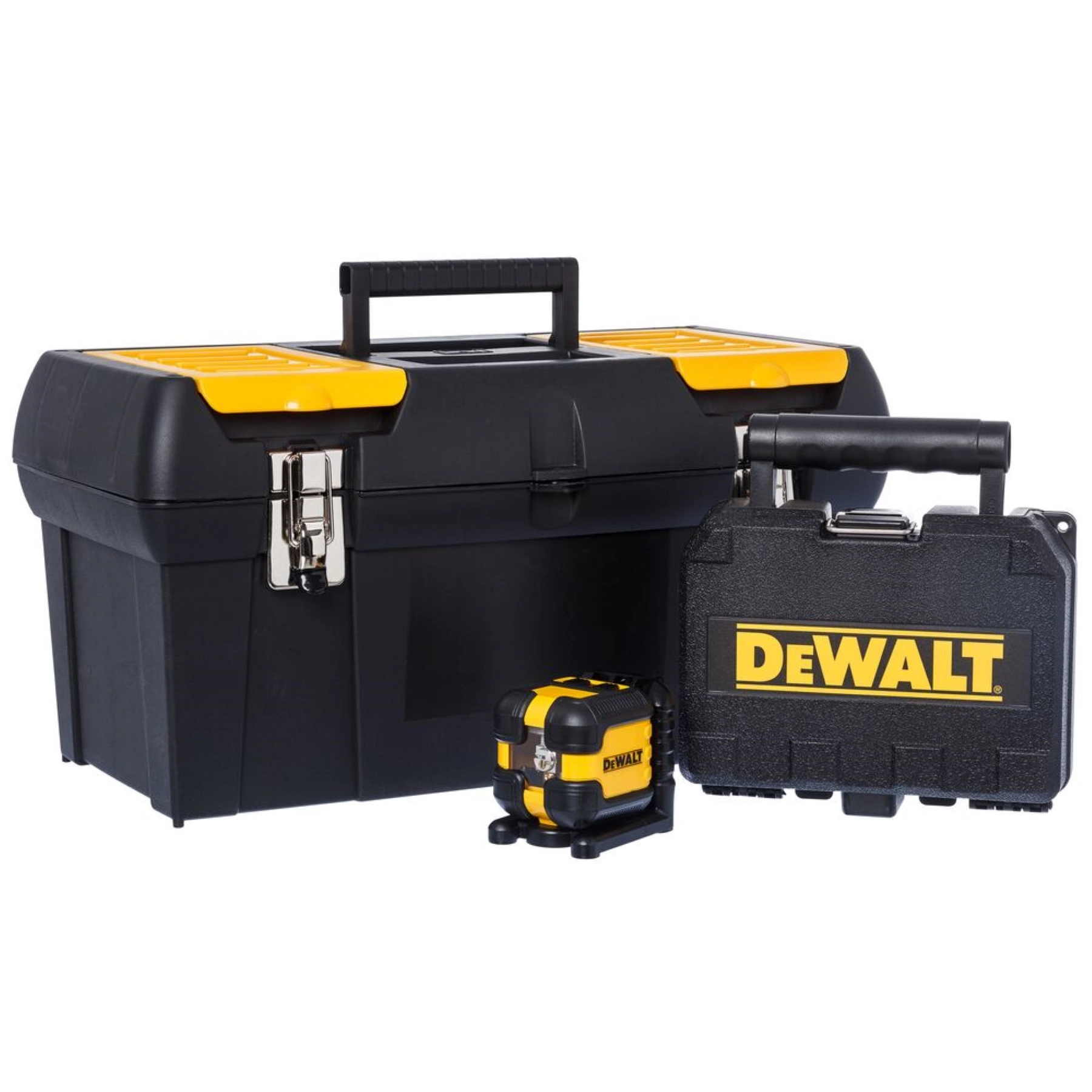 Kit Nível a Laser Dewalt Vermelho 12m com Caixa de Ferramentas 19" Fecho de Metal DW08802BOX