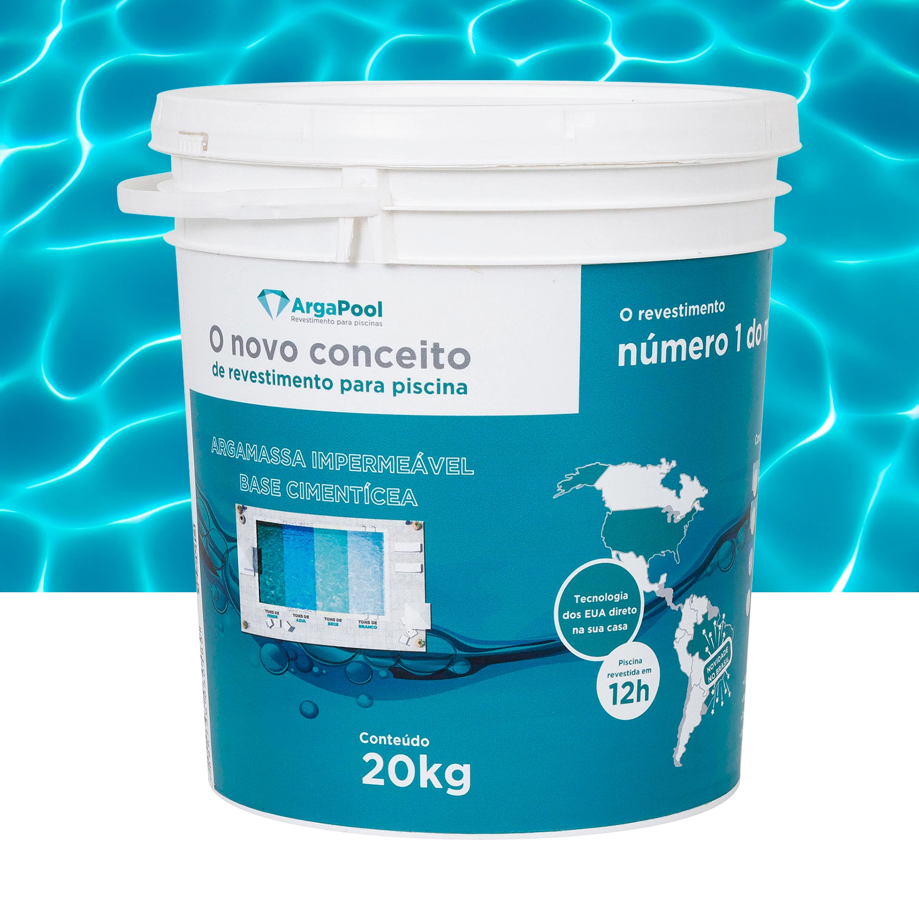 Argamassa Revestimento Externo 20kg Azul Impermeável para Plaster Argapool
