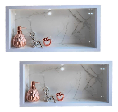 Nicho Porcelanato Branco Carrara Banheiro 60x32 Kit 2 Unidades