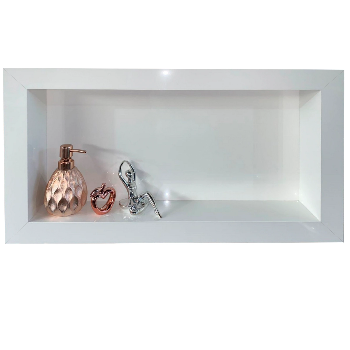 Nicho Porcelanato Branco 60x32 com Borda Simples Porcelanato