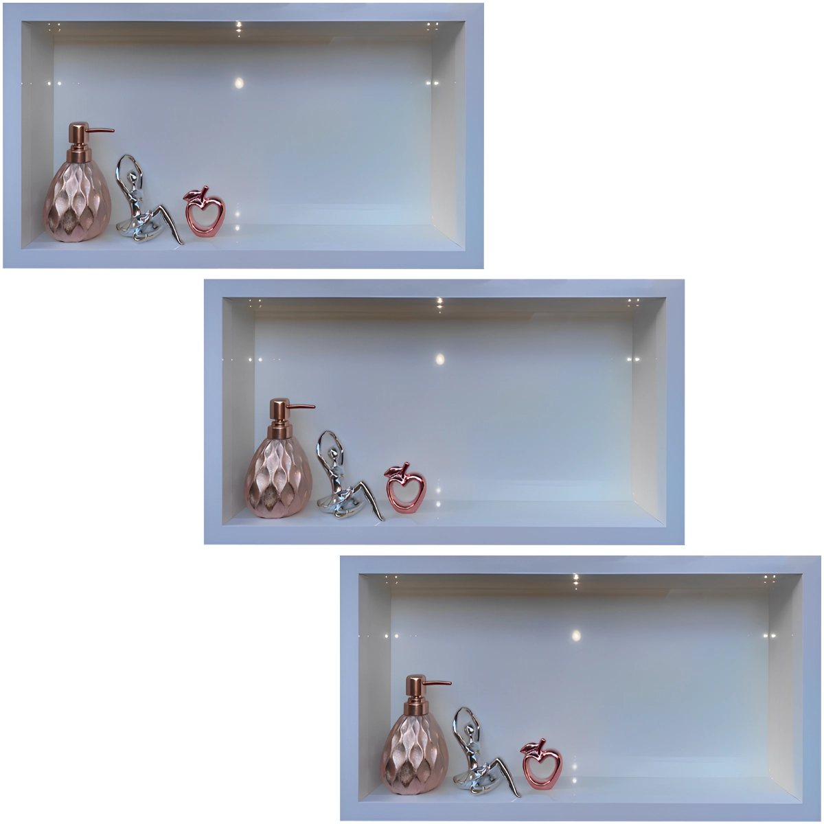 Kit 3 Nicho de Porcelanato Para Banheiro Branco Polido 60x32cm