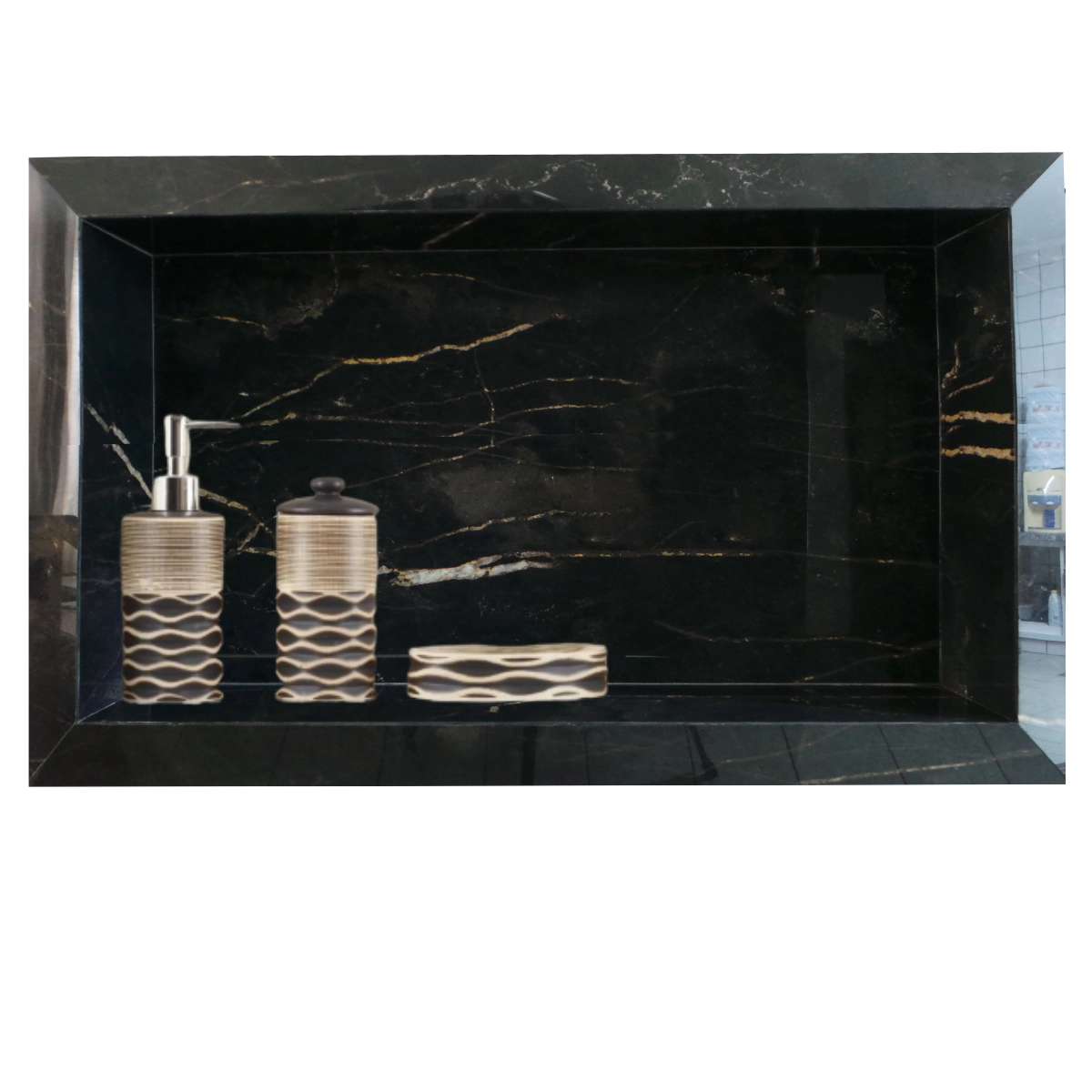 Nicho Porcelanato Preto Borda Diamante Premium 60x32cm