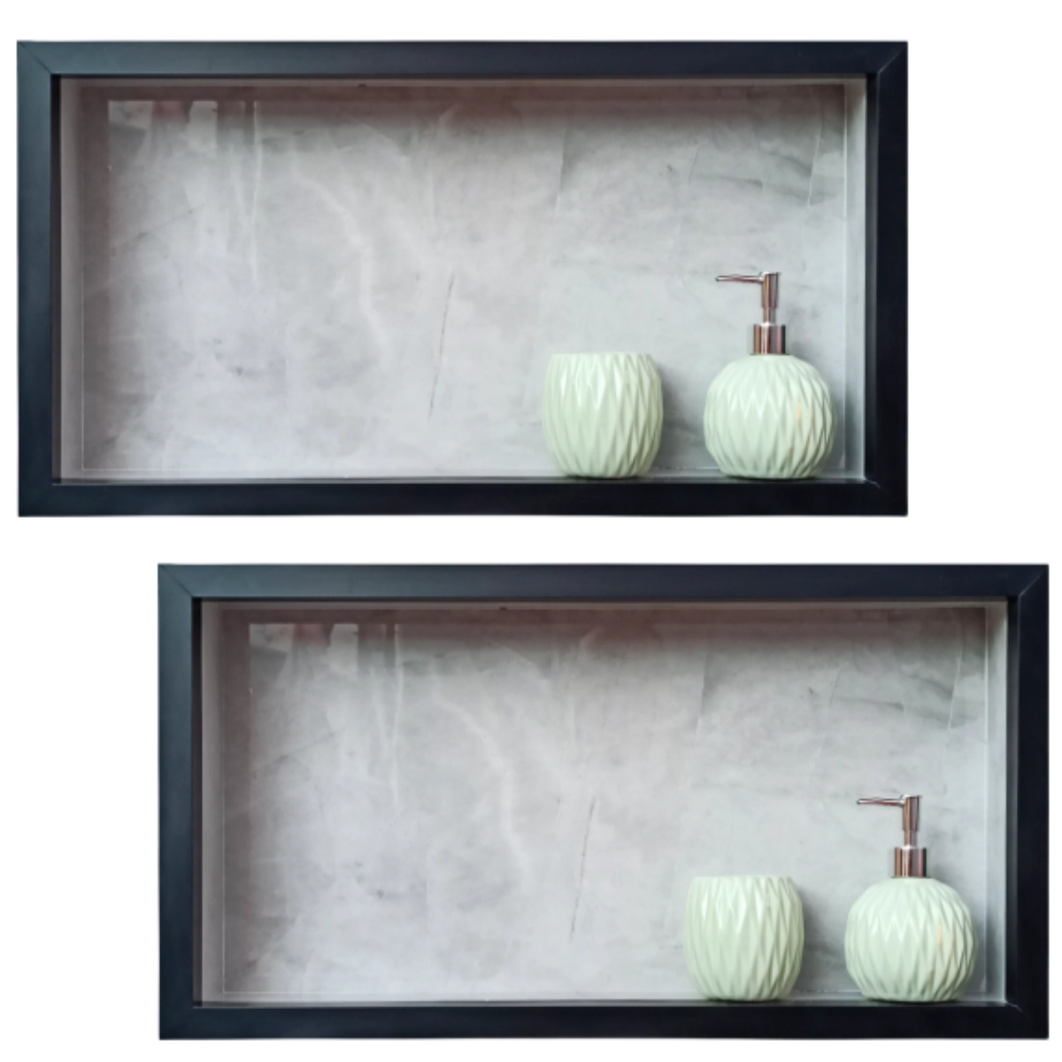 Nicho de Porcelanato Polido Cinza Pulpis Borda Preta 60x32cm Kit 2 Unidades