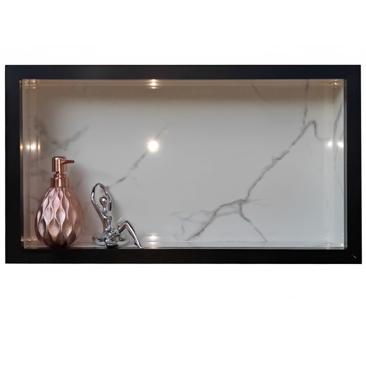 Nicho de Porcelanato Branco Carrara Para Banheiro Lavabo 60x32cm