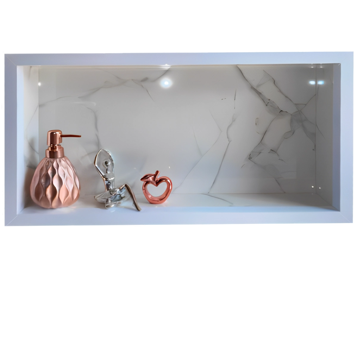 Nicho Para Banheiro em Porcelanato Branco Carrara Polido 60x32cm